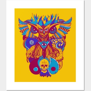 Triad Owl And Ageless Skull Posters and Art